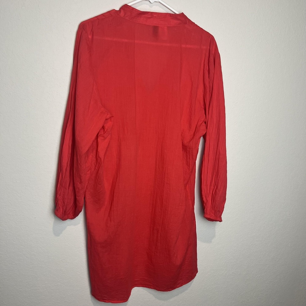 Lauren Ralph Lauren Dress Womens L Red Solid V Neck 3/4 Sleeve Shift Tunic Short - Picture 3 of 5